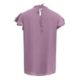 thumbnail image 6 of Frostluinai Womens Chiffon Swiss Dot Shirt Tops Round Neck Short Sleeve Blouse Pom Pom Flowy Top, 6 of 6