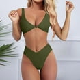 thumbnail image 2 of TAIAOJING Womens Bikini Set Two Piece Bikini Set For Solid V Neck Knot Front Push Up High Leg Thong Two Piece Swimsuit, 2 of 5