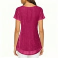 thumbnail image 4 of Sevevn Women's Sparkly Glitter T-Shirt Short Sleeve Loose Fit Shiny Dressy Top for Party Daily Wear Hot Pink L, 4 of 8