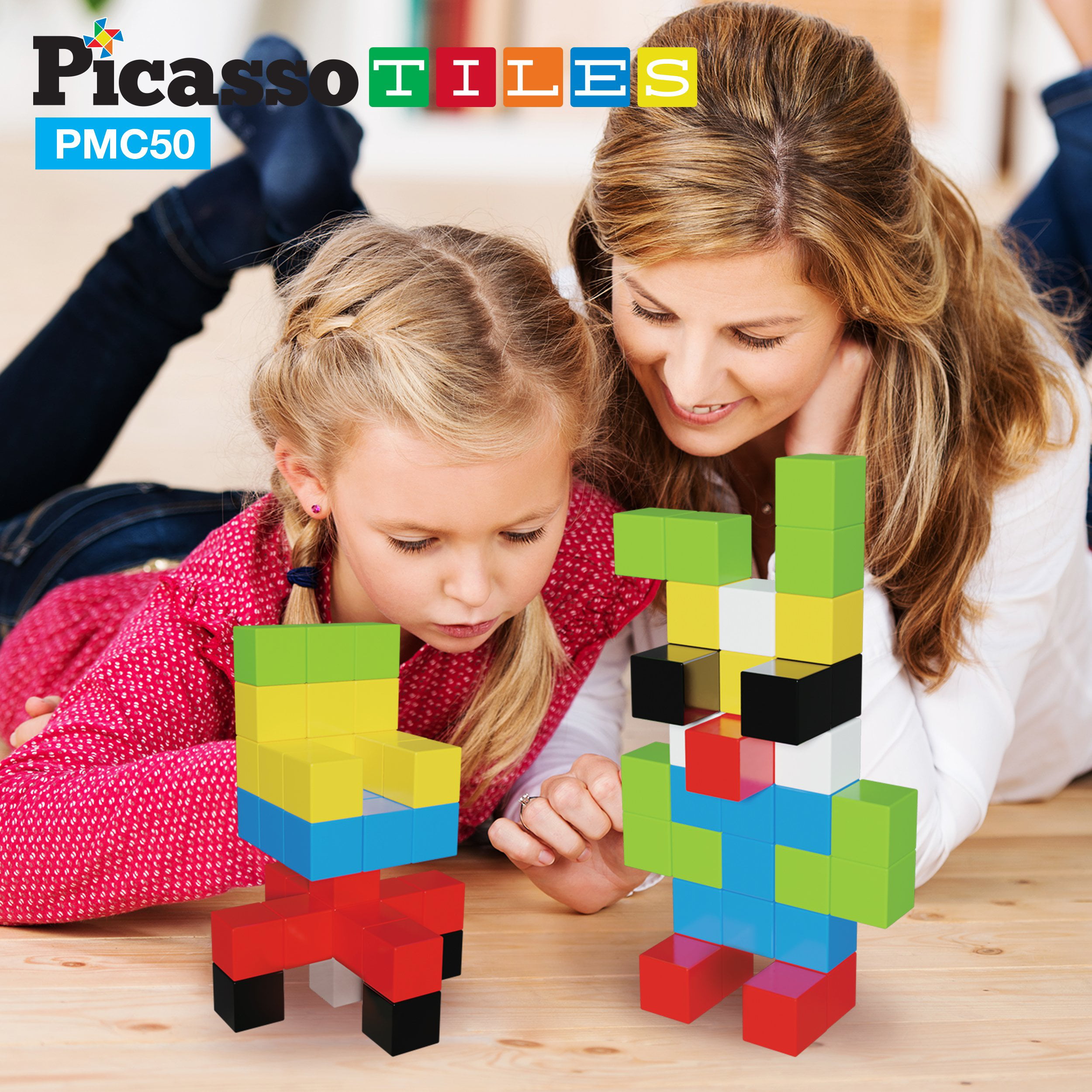 PicassoTiles 50 Piece Pixel Magnetic Puzzle Cube Set PMC50 - Walmart.com