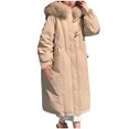 thumbnail image 2 of Darzheoy Women's Long Winter FauxFur Coat Puffer Warm Jacket with Detachable Hood, 2 of 3