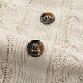 thumbnail image 6 of FOCUSNORM Women's Long Sleeve Cable Knit Sweater Open Front Cardigan Button Loose Outerwear, 6 of 8