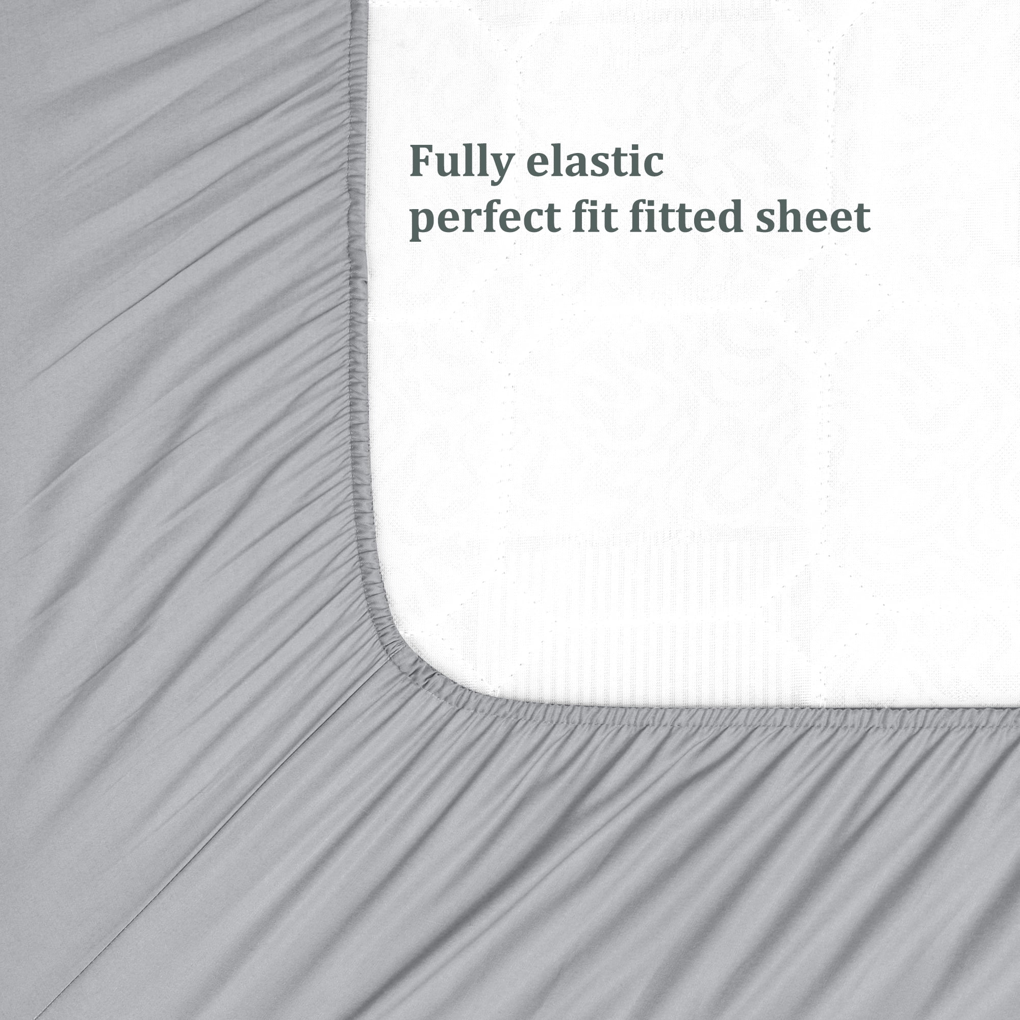 REGALWOVEN Fitted Sheet, Viscose Derived from Bamboo Soft Silky Breathable Wrinkle Fade Resistant Sheets with 16" Deep Pocket Twin Light Gray