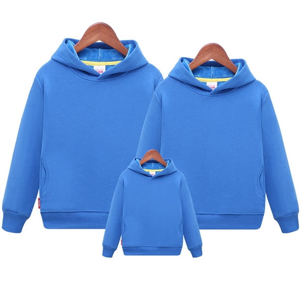 Primavera Otoño Familia Trajes a juego Suéter Padre Madre Hijo Hija Ropa Mamá Papá Niño Niña Sudadera con capucha sólida Chaquetas familiares Niños (140) Gao Jinjia LED