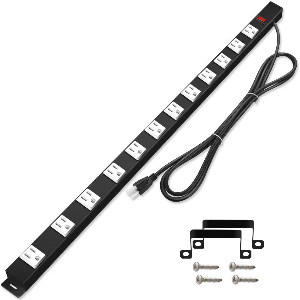 12Outlet Heavy Duty Metal Power Strip, 15Foot Long Extension