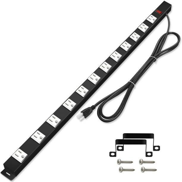 12Outlet Heavy Duty Metal Power Strip, 15Foot Long Extension