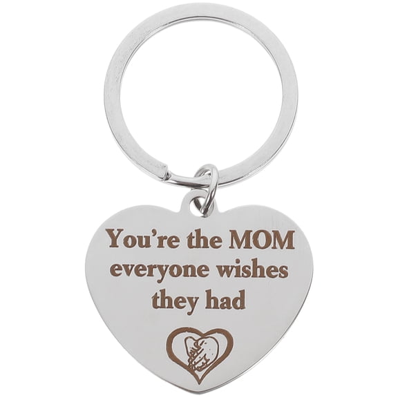 MUSEYA 1 Piece Heart Shaped Keyring Silver Titanium Steel Adornment for Mothers Day