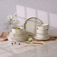 thumbnail image 7 of Famiware Nebula Stoneware Dinnerware Sets, 12-Piece Dish Set, Vanilla White with Brown Rim, 7 of 7
