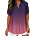 thumbnail image 3 of Inverlee Button Up Shirts Women Summer Short Sleeve Tops Cute Boho Gradient Print T Shirts Lightweight Holiday Tunic Blouse Summer Fashion, 3 of 6