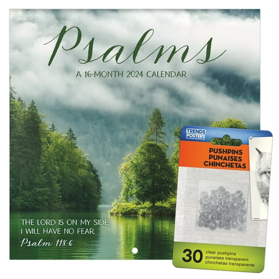 Trends International 2024 Psalms Mini Wall Calendar & Push Pins & Push Pins