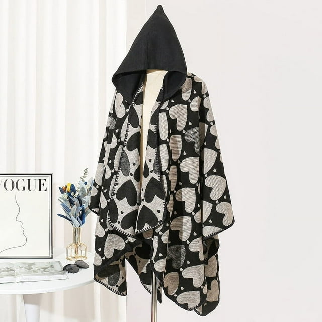 Tawop Cape Foulard Châle Tricoté à Capuche pour Femmes, Automne et Hiver