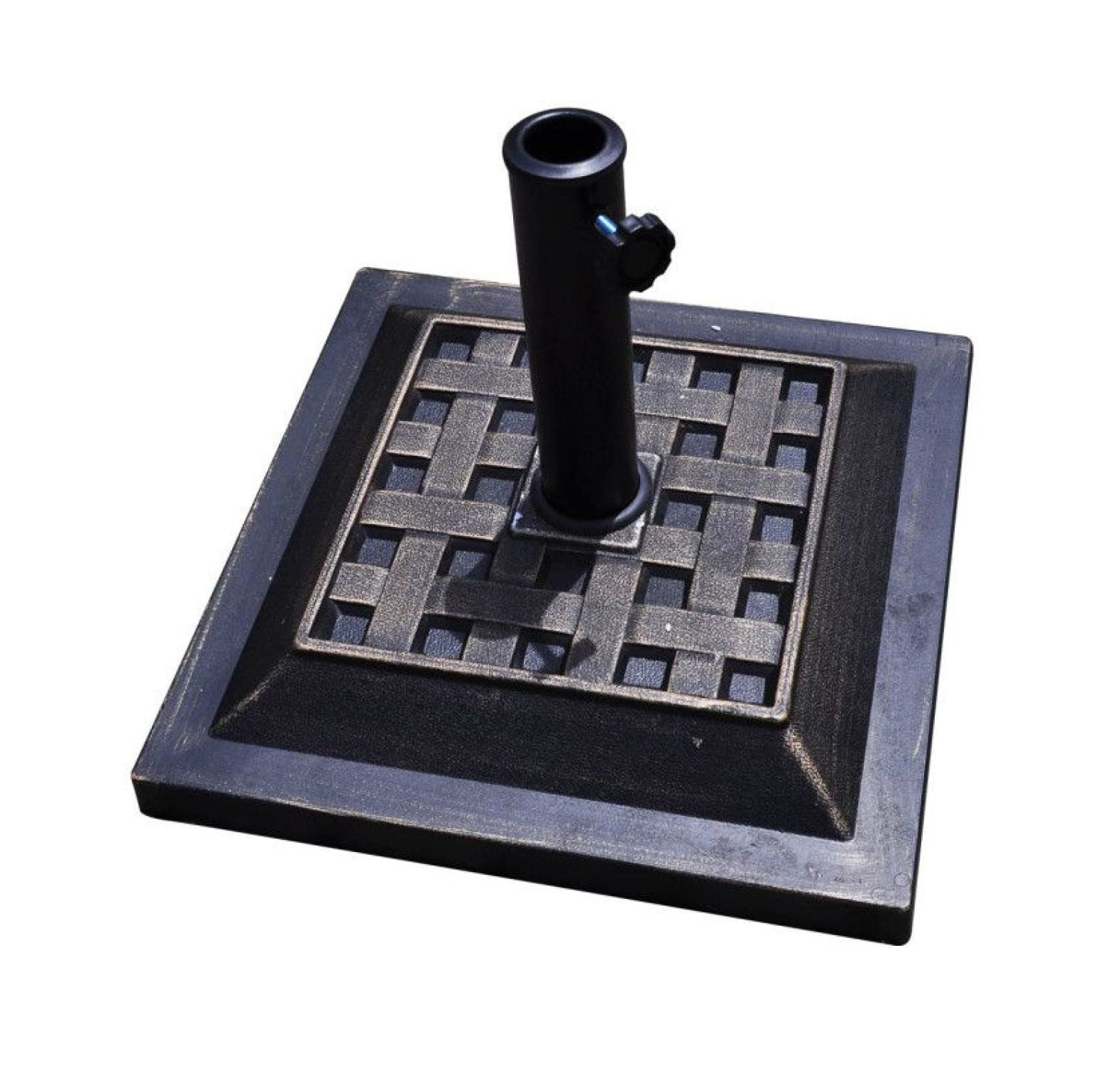 17.5" Heavy Duty Square Umbrella Base - 30lbs Outdoor Stand - Bronze Patio Umbrella Holder - Adjustable Pole - Rust Resistant