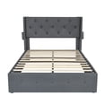 thumbnail image 7 of GZXS Full Size Linen Upholstered Platform Storage Bed with Hydraulic Lift, Tufted Wingback Headboard, USB Ports, Side Pockets, Sturdy Bed Frame with Wood Slats Support, Dark Gray, 7 of 7
