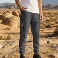 thumbnail image 3 of Tsivenald Mens Cargo Jogger Pants Elastic Waist Drawstring Zipper Pockets Work Pants Lightweight Outdoor Casual Cuffed Work Trousers, 3 of 9