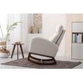 thumbnail image 6 of BISHE Modern Rocking Chair with Wood Legs and Side Pocket, Glider Recliner Armchair with High Back, Comfortable Accent Chair for Nursery, Living Room, Bedroom(Beige), 6 of 9