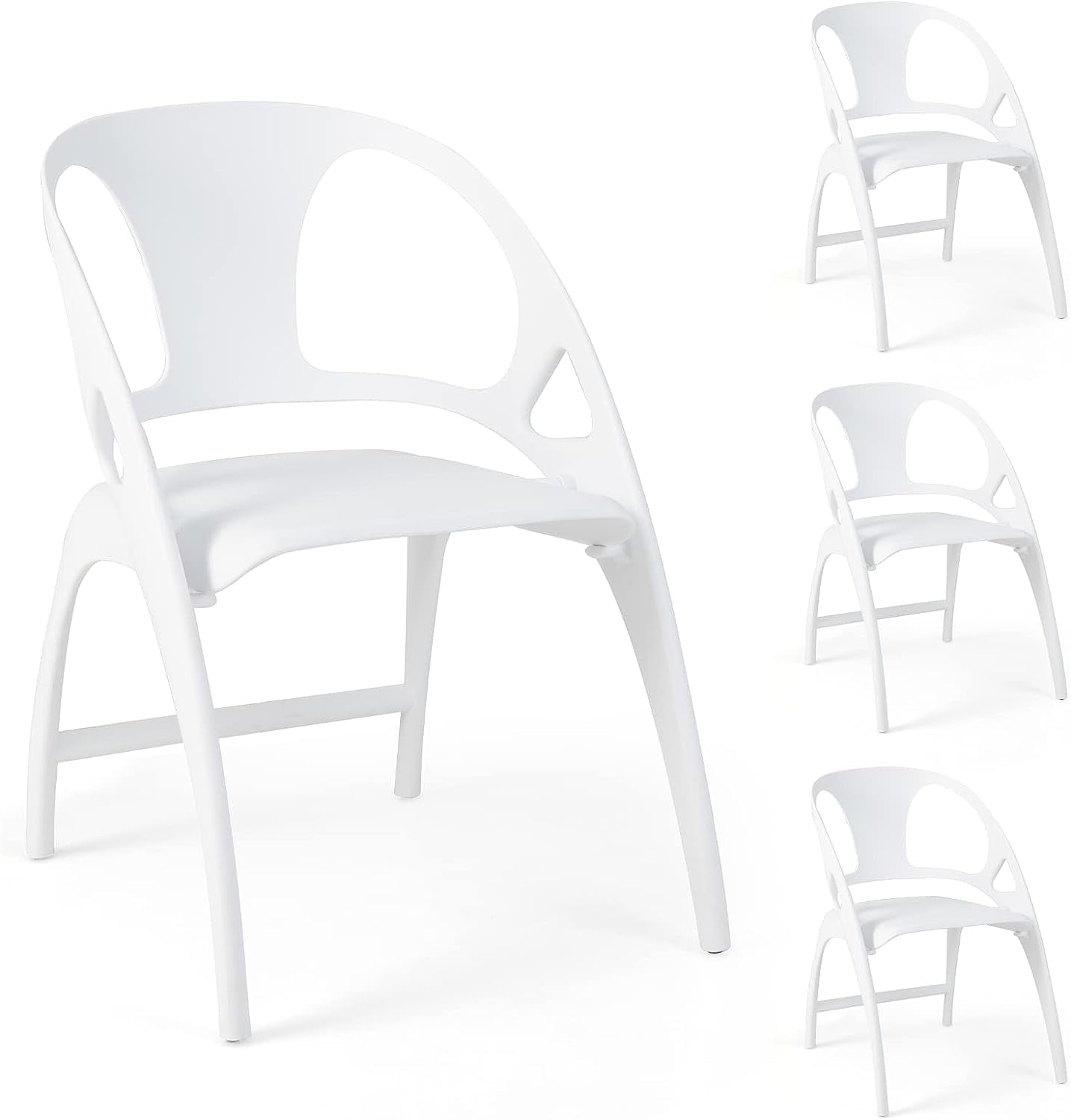 Folding Dining Chairs Set of 4, Outdoor Plastic Dining Chairs with Armrest and High Backrest