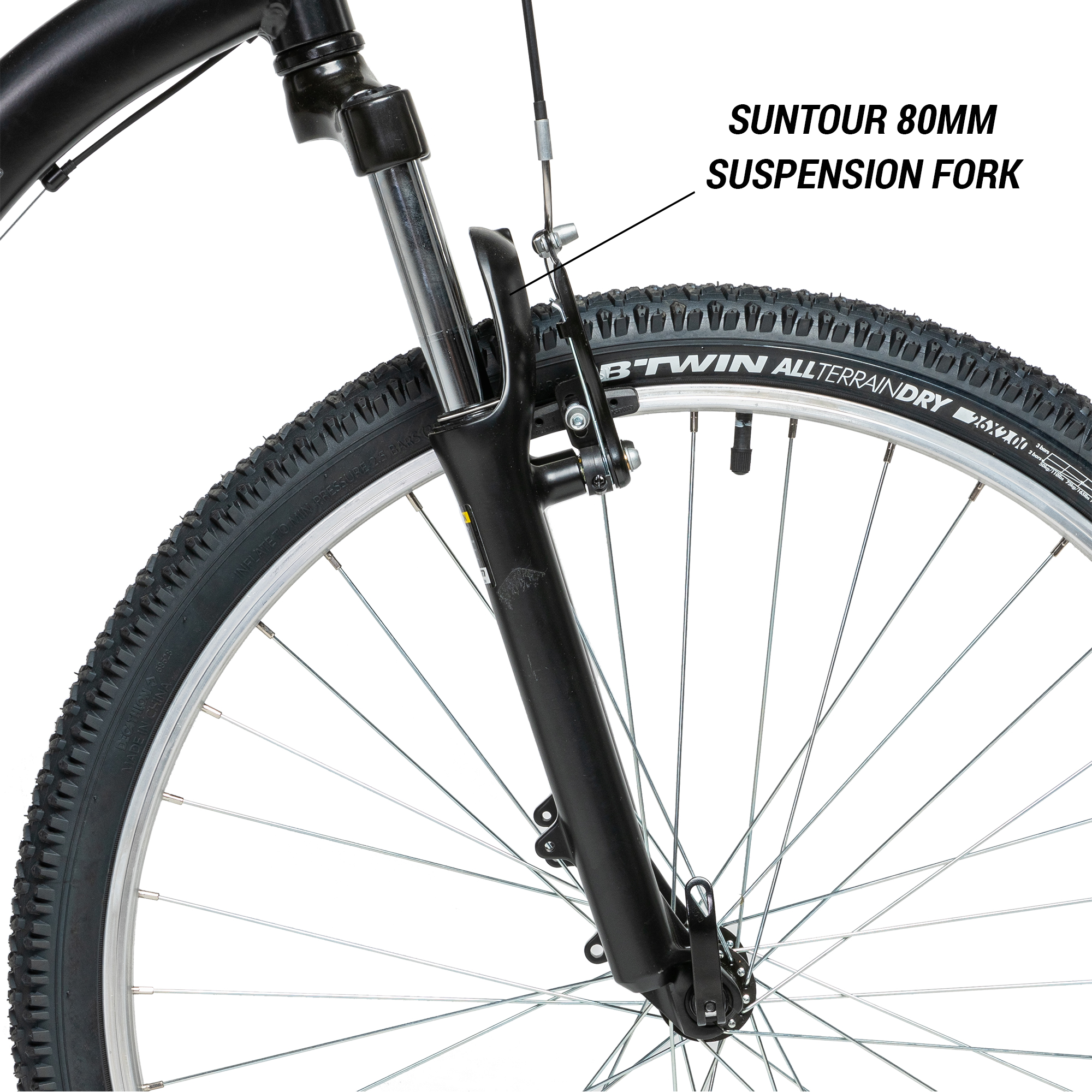 Decathlon Rockrider ST50, 21 Speed Aluminum Mountain Bike, 26", Unisex Black, Medium - image 3 of 13