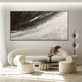 thumbnail image 3 of Large original black and white abstract painting on canvas brown and white texture minimalist wall art wabi sabi wall art black and white painting,(46*91cm)18*36 Inches,Unstretched,Frameless, 3 of 4