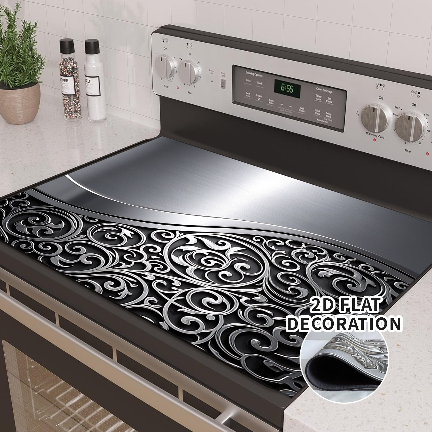Glass Stove Top Cover, Multi-Design Stove Top Cover for Glass/Electric Stoves - 3-in-1 Heat-Resistant Protector Mat, Non-Slip Drying Rack 28"x20"