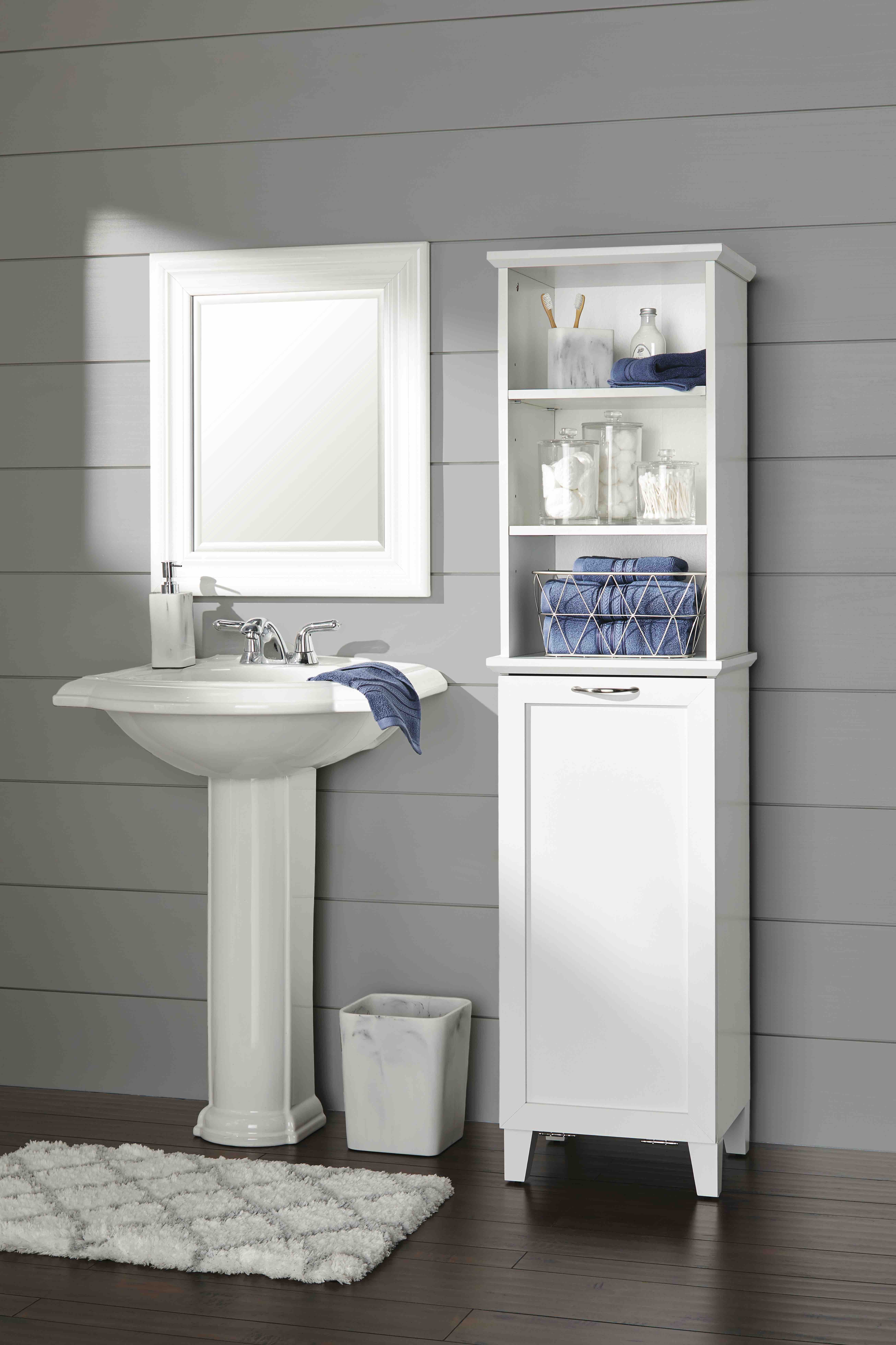 Better Homes Gardens Northampton, White Large Bathroom Storage Tower With Hamper