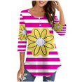 thumbnail image 4 of Birdeem Blouse for Women Womens Round Neck 3/4 Sleeve Button Up Top, 4 of 9