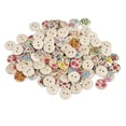thumbnail image 4 of 100 botones de madera impresos mixtos de 0,6 pulgadas, botones artesanales de bricolaje, botones redondos decorativos para coser manualidades, flores de color de troncos, 100 piezas de 0,6 pulgadas, 4 of 5