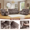 thumbnail image 5 of Bonzy Home Recliner Sofa Set — Single Recliner, Loveseat & 3-Seat Sofa with Storage Console & Cup Holders, Brown, 5 of 10