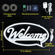 Yoobao Welcome Neon Sign for Wall Decor 17x9, 5 Modes & 3 Strobes Dimmable LED Neon Light for Hotel Room Shop Business Wedding Bar Birthday Party Art