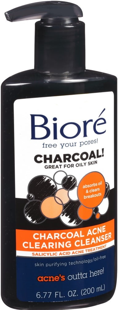 Biore Charcoal Acne Clearing Cleanser 6.77 oz (Pack of 2)