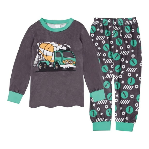 SUYOLL Children Boys Outfits Sets Cartoon Pattern Long Sleeved T Shirt   Long Pants Two Piece Home Wear 3-8 Years Bohemian Style