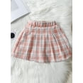 thumbnail image 6 of FEORJGP Toddler Girl Summer Outfit Kids Baby Short Sleeve T-shirt Crew Neck Pullover Solid Ribbed Bubble Tops with Plaid Print A-Line Skirt Set Little Girls Cute Fashion 2Pcs Daily Clothes, 6 of 9