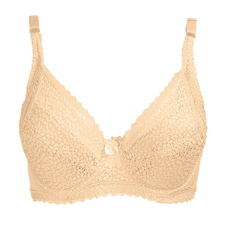 

TOWED22 Plus Size Bras For Women Women s See Sexy Sheer Bra Unlined Underwire Support Everyday Bra with Silicone Nipple Beige
