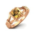 thumbnail image 2 of 925 Sterling Silver Rose Vermeil 7x5mm Oval Shape Citrine Engagement Women Mother's Day Gift Ring, 2 of 4