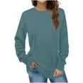 thumbnail image 1 of KIHOUT Hauts pour Femmes Printemps Hiver Mode Pull Col Rond Manches Longues Blouses Unies Chandails en Molleton Sans Capuche, 1 of 6
