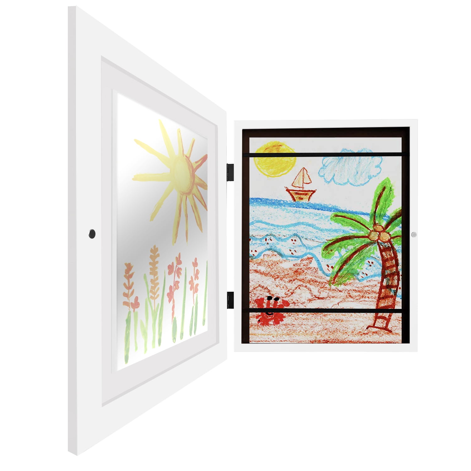 Americanflat 10x12.5 Kids Art Frame with Mat for 8.5x11, White, 2 Pack