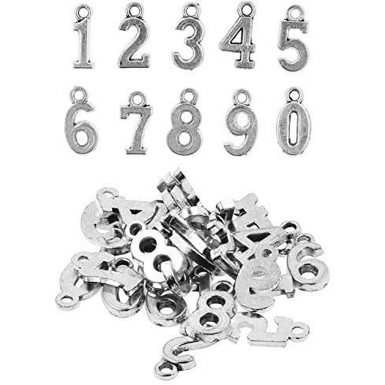 Gold Number Charms for Necklaces, Bracelets, Pendants, Jewelry Making, 0-9 Metal Craft Numbers, 9 Sets 90 Pcs, by Mandala Crafts