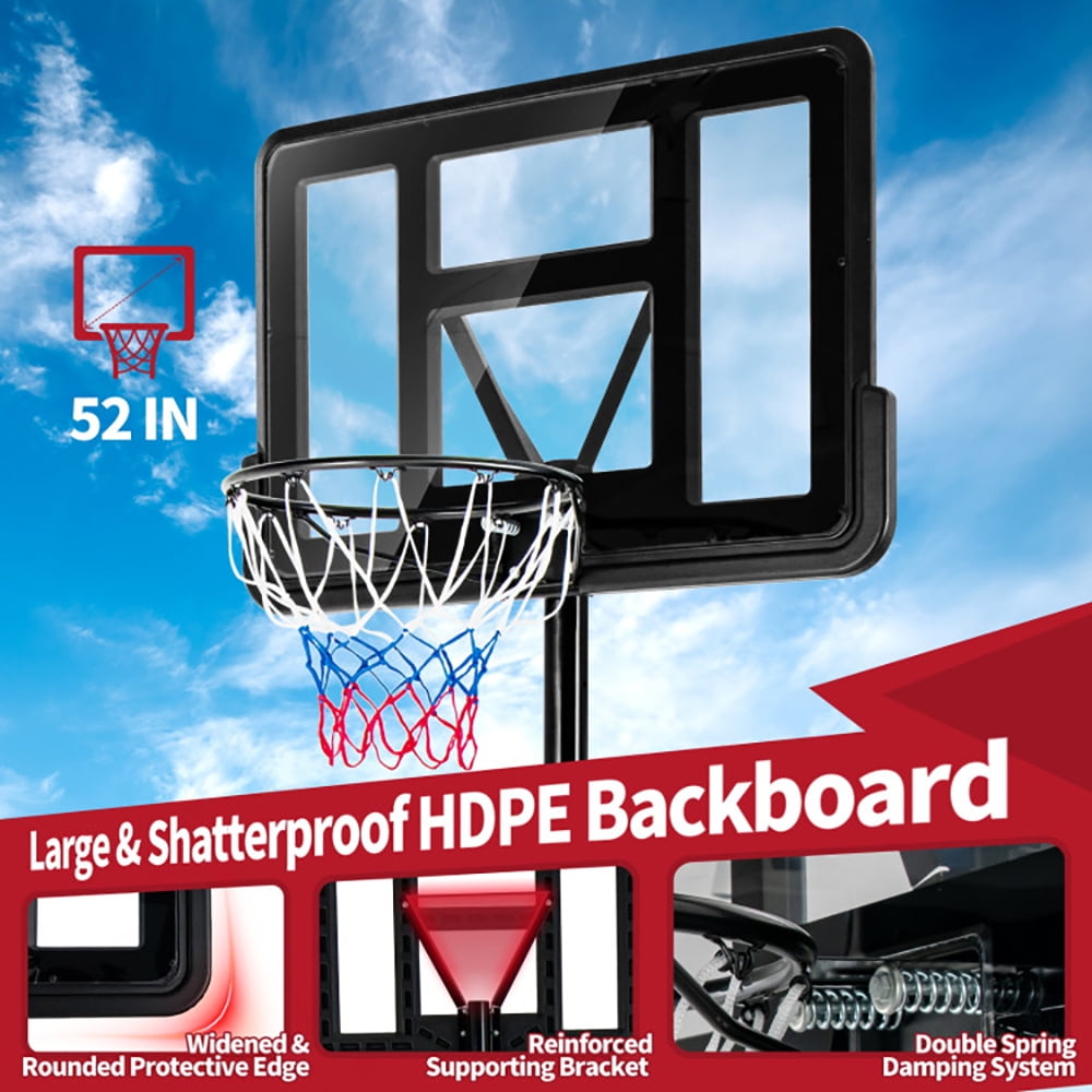 Yardi Yarda Adjustable Portable Basketball Hoop Stand with Shatterproof Backboard Wheels, Kids Adjustable Basketball Hoop