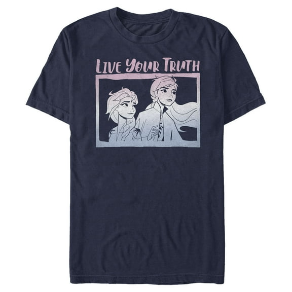 Men's Frozen 2 Sister Live Truth  Graphic Tee Navy Blue 2X Large