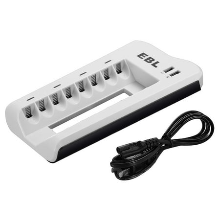 EBL 8 Bay Battery Charger For AA AAA Ni-MH Ni-CD Rechargeable Batteries with Dual USB Charing (Best Battery Charger For Rechargeable Batteries)