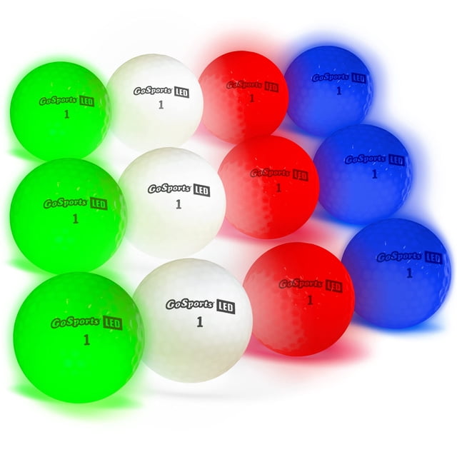 Pelotas de golf LED GoSports Light Up, paquete de 12 con temporizador de 10 minutos