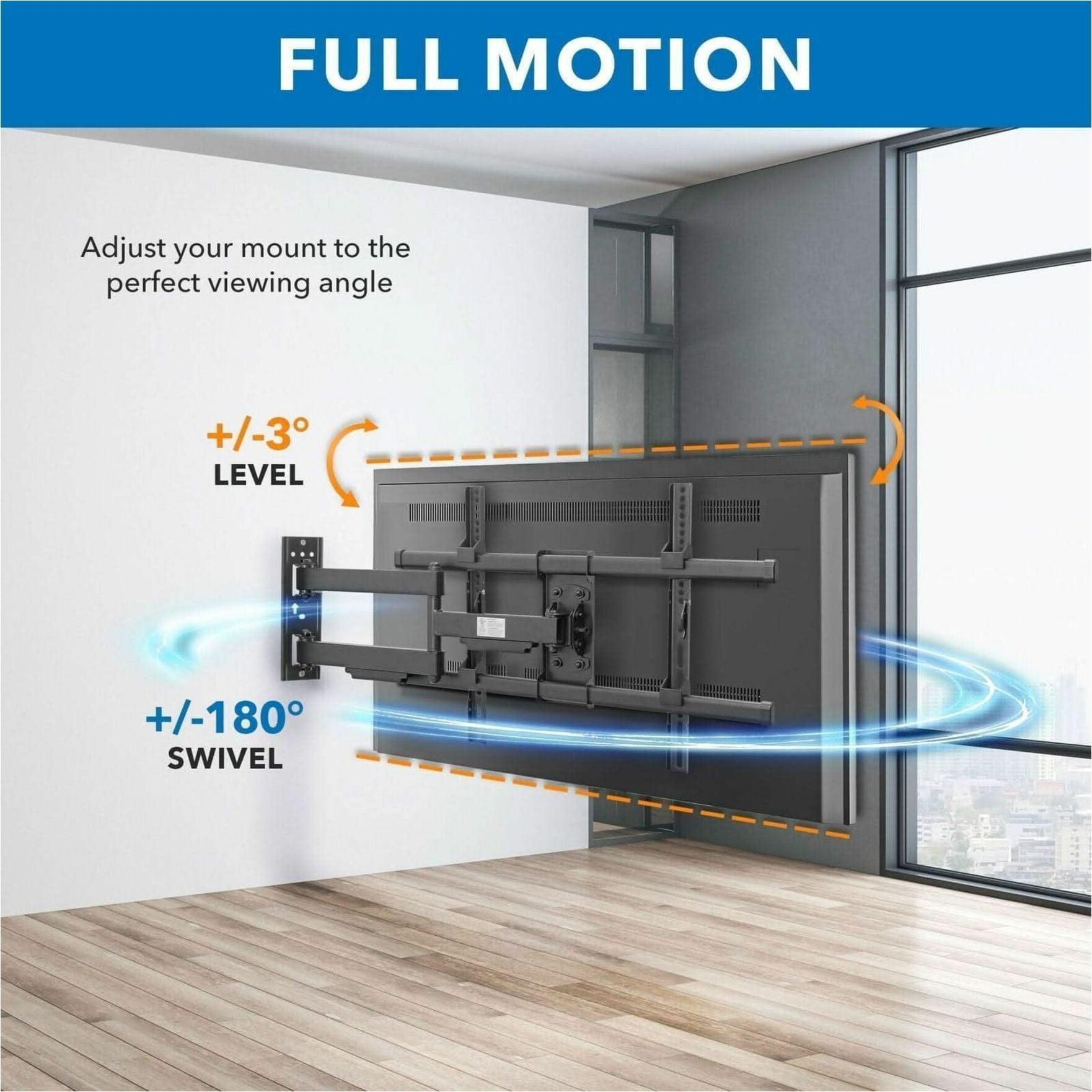 Mount-It! UL Certified Heavy Duty Full Motion TV Wall Mount
