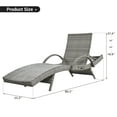 thumbnail image 3 of 80'' Outdoor Wicker Chaise Lounge Chairs Set of 2, Patio Rattan Reclining Chair Pull-out Side Table 5 Adjustable Backrest Ergonomic Wave Design Pool Sunbathing Recliners, Grey, 3 of 4