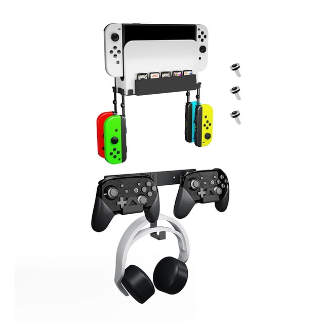 Soporte de montaje en pared, soporte para auriculares Gamepad que ahorra espacio para interruptor/interruptor OLED