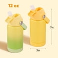 thumbnail image 3 of Daluvenix Kids Water Bottle with Straw Lid 12oz，Leakproof toddler Water Bottle for School, Insulated Stainless Steel Water Bottles for Kids BPA Free, Yellow+Gradient Yellow(2 pack), 3 of 9