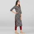 thumbnail image 5 of Janasya Indian Round Neck 3/4 Sleeve Floral Print Blue Cotton Kurta With Pant For Women, 5 of 10