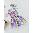 thumbnail image 3 of Franhais Little Girls Sweet Style Outfit,Summer Printing Sleeveless Slip Princess Dress + Headwear, 3 of 8