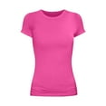 thumbnail image 6 of Women's Basic Crew Neck Tee – Soft Breathable Cotton Short Sleeve Shirt, Oversized Casual T-Shirt | Yubnlvae | Womens Basic Solid Color Crew Neck Short Sleeve Long Tee (Hot Pink | L), 6 of 6