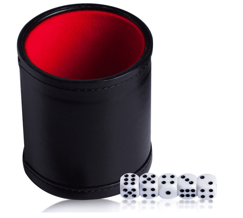 Details about   5 Dice Cups Felt-Lined Quality Bicast Leather 25pcs White Six-Sided Dice 