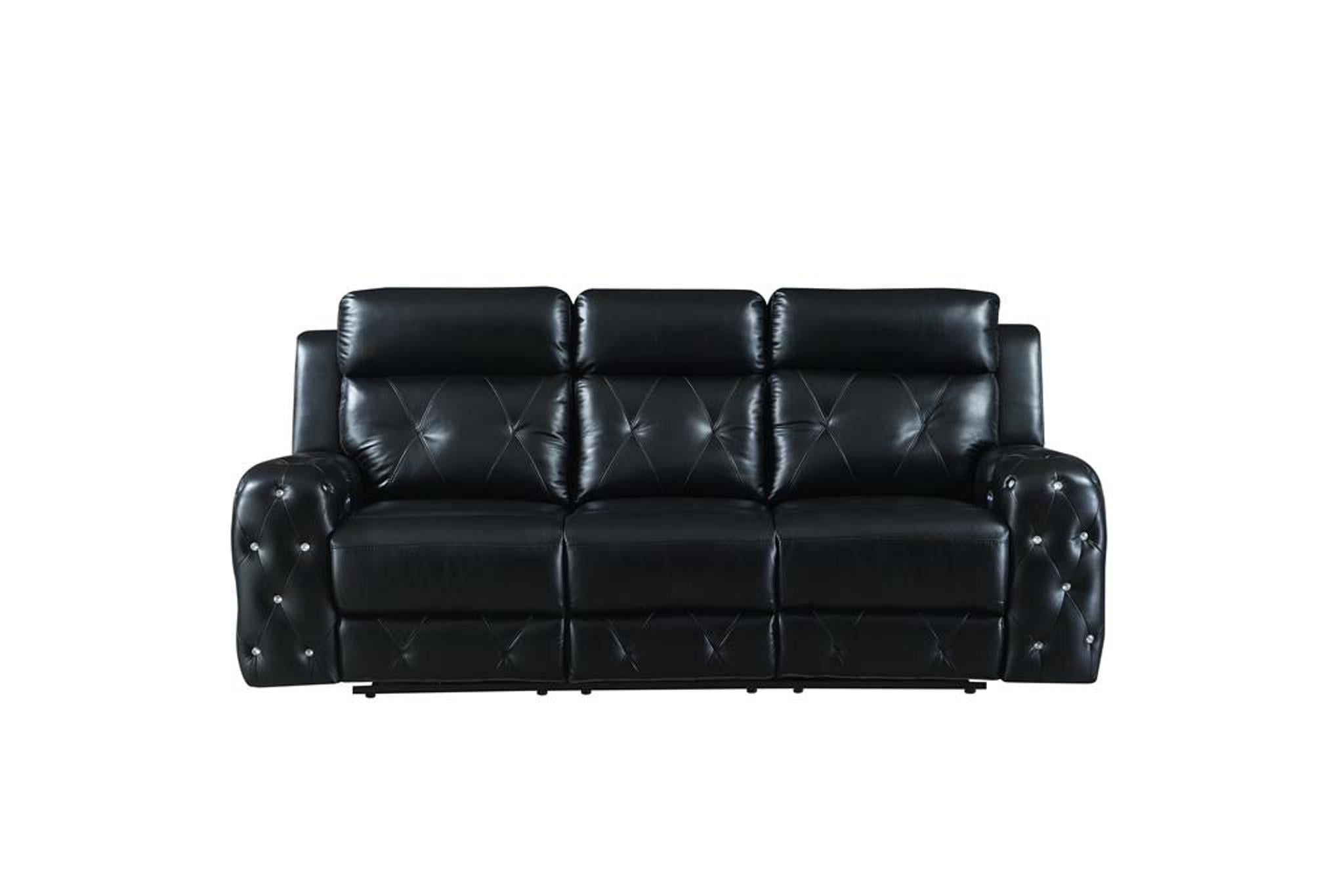 Global Furniture Usa Jewel Embellished Black Power Recliner Sofa