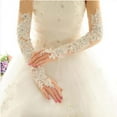 thumbnail image 4 of G&J Fashion Elegant Rhinestone Lace Bridal Long Gloves for Wedding Party White Color, 4 of 6